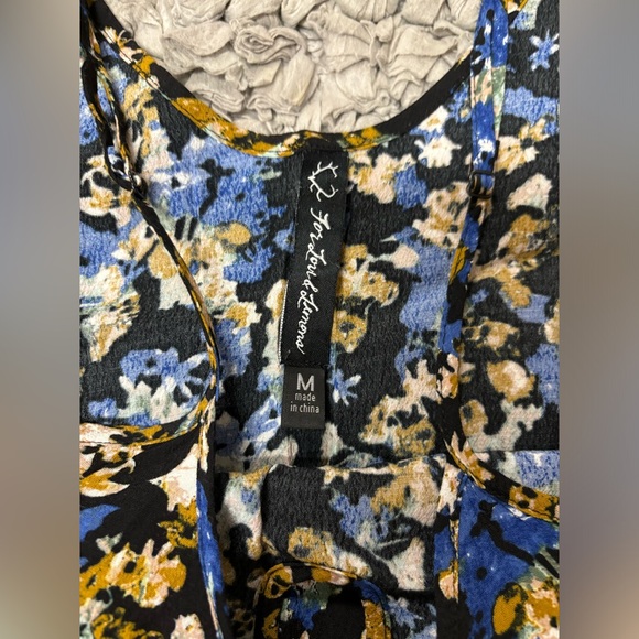 For Love & Lemons adjustable strap keyhole front abstract floral mini dress - Picture 4 of 12